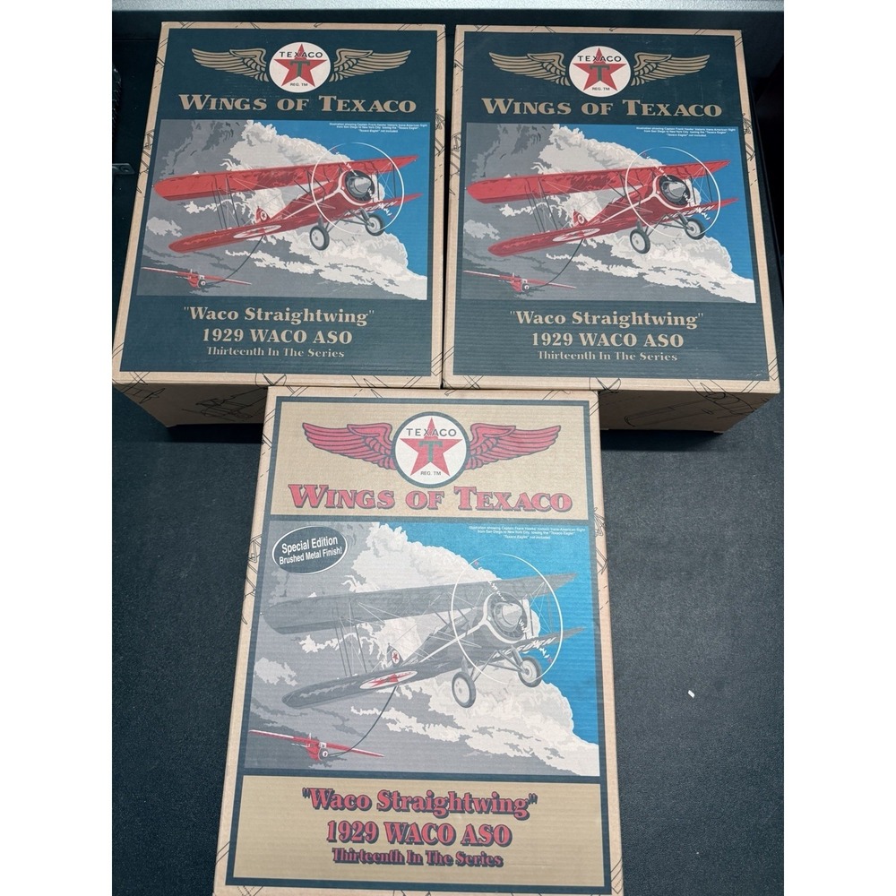 Lot of 3 Texaco "Wings of Texaco" die-cast airplane coin banks by Ertl. (m26)